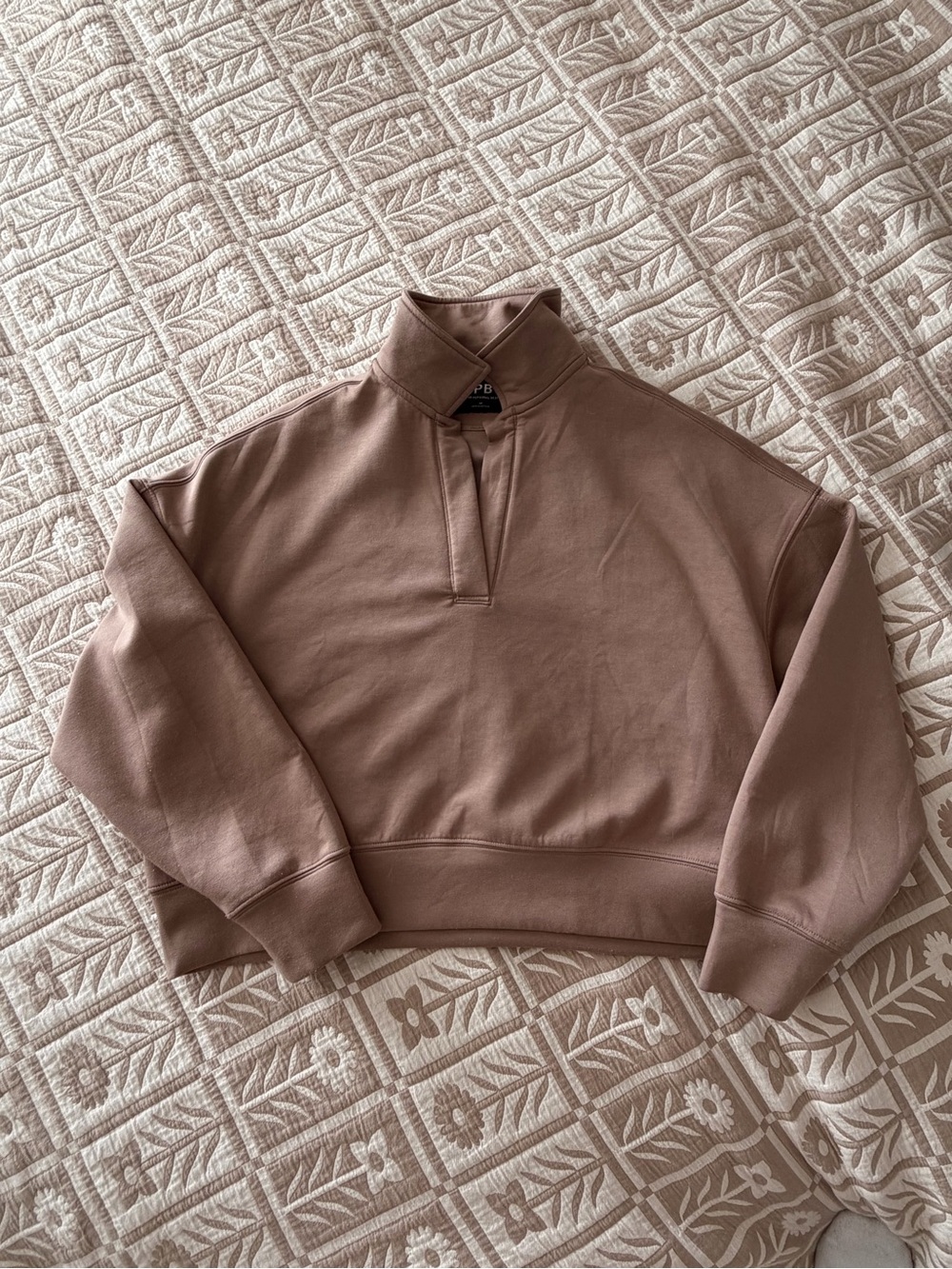 Abercrombie & Fitch Women's Tan Collared V Sweatshirt YPB Athletic Fit